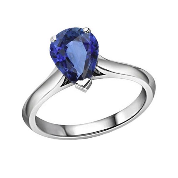 Solitaire Birne Blauer Saphir Edelstein Ehering 2 Karat - harrychadent.ch