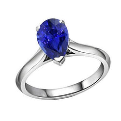 Solitaire Birne Edelstein Ring 1,50 Karat Ceylon Saphir Gold Schmuck