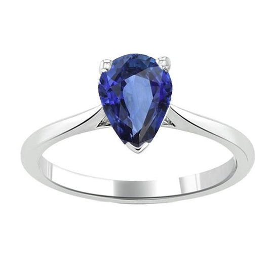 Solitaire Birnenblauer Saphir-Ring-Krapfen-Set 1,50 Karat - harrychadent.ch