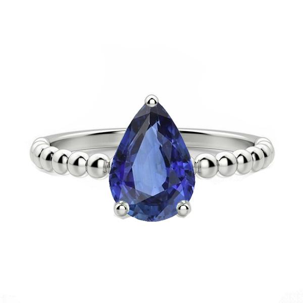 Solitaire birnenförmiger Ceylon-Saphir-Ring Perlen-Stil 2 Karat - harrychadent.ch