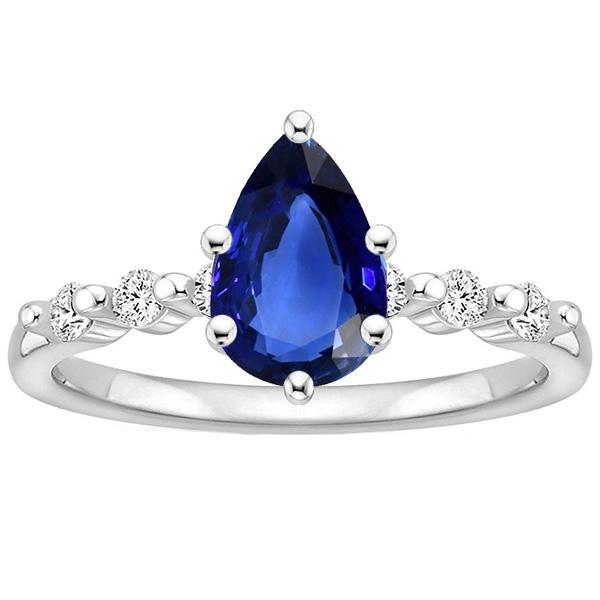 Solitaire Blauer Saphir-Ehering mit Diamantakzenten 3 Karat - harrychadent.ch