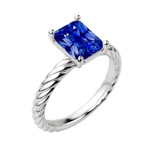 Solitaire Blauer Saphir Ring Gold Twisted Rope Style 1,50 Karat - harrychadent.ch