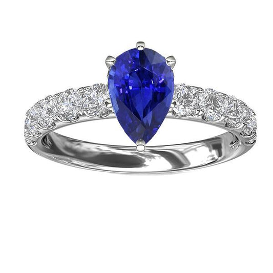 Solitaire Blauer Saphir-Verlobungsring mit Diamantakzenten 4 Karat - harrychadent.ch