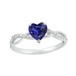 Solitaire Blauer Saphirring & Diamantakzente 2 Karat Twisted Style