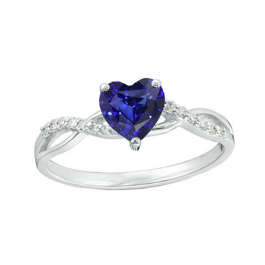 Solitaire Blauer Saphirring & Diamantakzente 2 Karat Twisted Style - harrychadent.ch