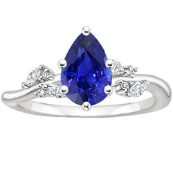 Solitaire Blauer Saphirring mit Diamantakzenten 3,50 Karat