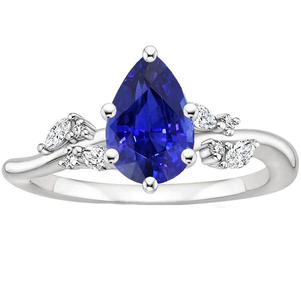 Solitaire Blauer Saphirring mit Diamantakzenten 3,50 Karat - harrychadent.ch