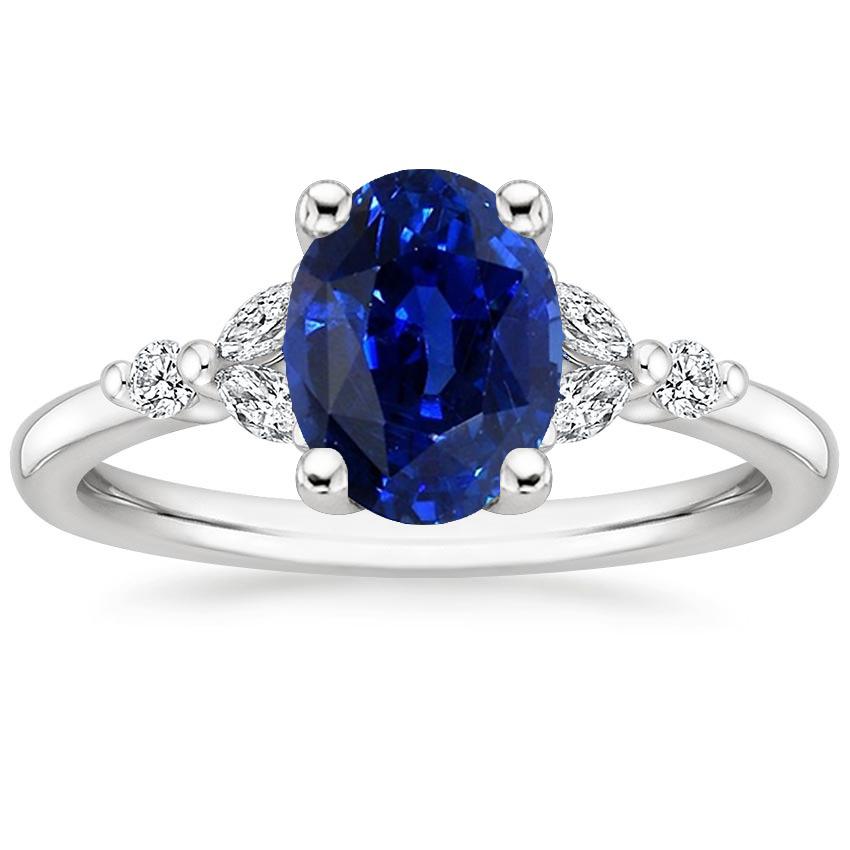 Solitaire Blauer Saphirring Mit Runden & Marquise Diamanten 3,75 Karat - harrychadent.ch