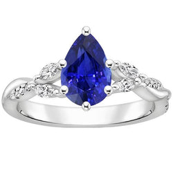 Solitaire Ceylon Saphir Ring mit Akzenten 4,50 Karat geteilter Schaft