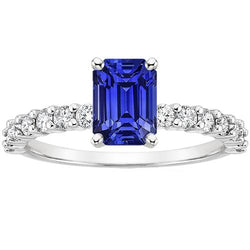 Solitaire Ceylon Saphir Ring mit Akzenten & Diamanten 5 Karat