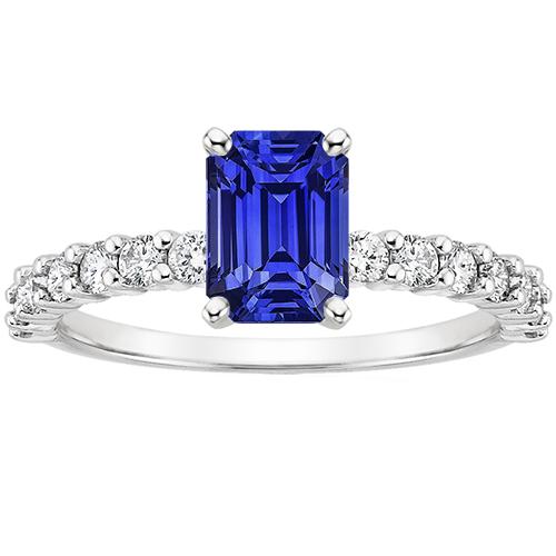 Solitaire Ceylon Saphir Ring mit Akzenten & Diamanten 5 Karat