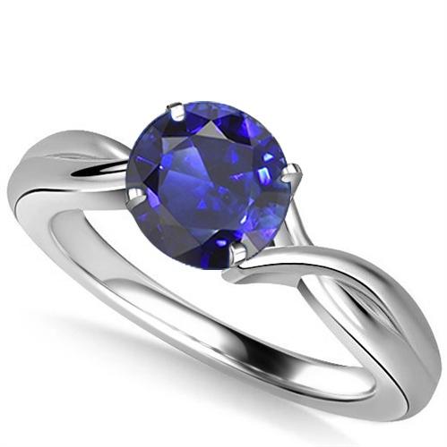 Solitaire Edelstein Blauer Saphir Ring 2 Karat Twisted Style Schaft - harrychadent.ch