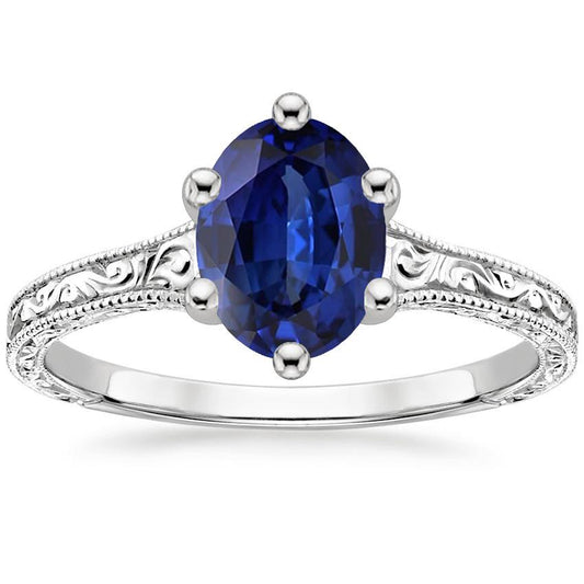 Solitaire Ehering Antik-Stil Ceylon Saphir 2 Karat - harrychadent.ch