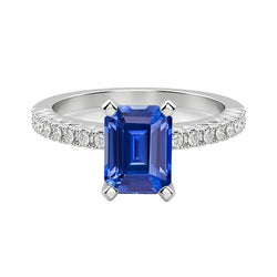 Solitaire Ehering mit Akzenten Smaragd Ceylon Saphir 3 Karat