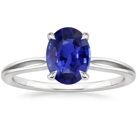 Solitaire Ehering Oval Ceylon Saphir 2,50 Karat Split Shank - harrychadent.ch
