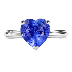 Solitaire Hellblauer Saphir-Herzring 2,50 Karat Krappen-Set Schmuck