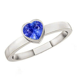 Solitaire Herz Hellblauer Saphir Ring Lünette Set 1 Karat