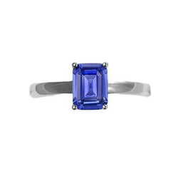 Solitaire Jubiläumsring Smaragdblauer Saphir Krappenset 1,50 Karat