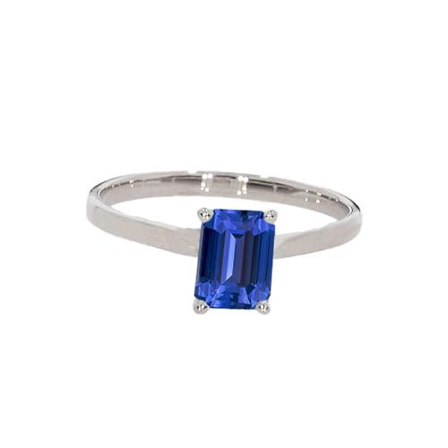 Solitaire Naturblauer Saphirring Smaragd-Zinken-Set 1,50 Karat - harrychadent.ch