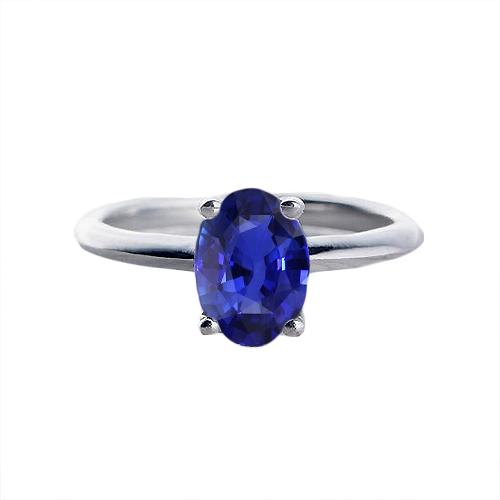 Solitaire Ovaler Edelsteinring Krappenset Natürlicher blauer Saphir 1 Karat - harrychadent.ch