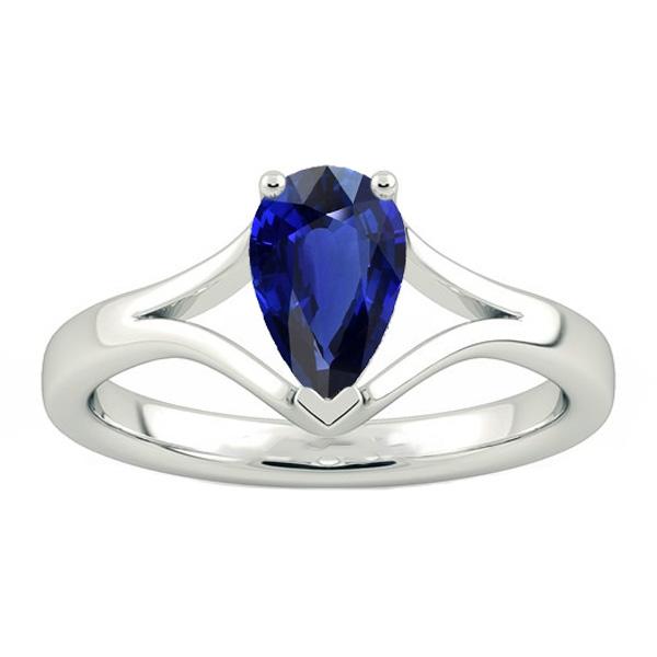 Solitaire Pear Blue Saphir Ring Split Shank 2.50 Karat - harrychadent.ch