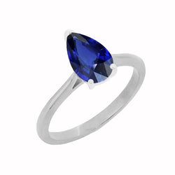 Solitaire Pear Deep Blue Saphir Ring 1,50 Karat Damenschmuck