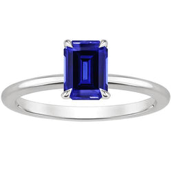 Solitaire Ring Krappenfassung Smaragd Sri Lanka Saphir 3 Karat