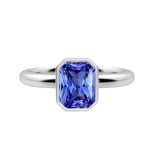 Solitaire Ring Radiant Lünette Set Naturblauer Saphir 1,50 Karat - harrychadent.ch