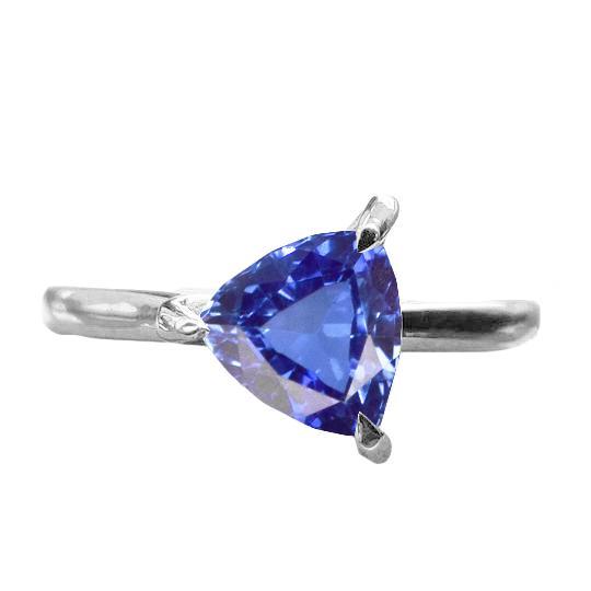 Solitaire Ring Trillion Shaped Krappen Set Blauer Saphir 1,50 Karat - harrychadent.ch
