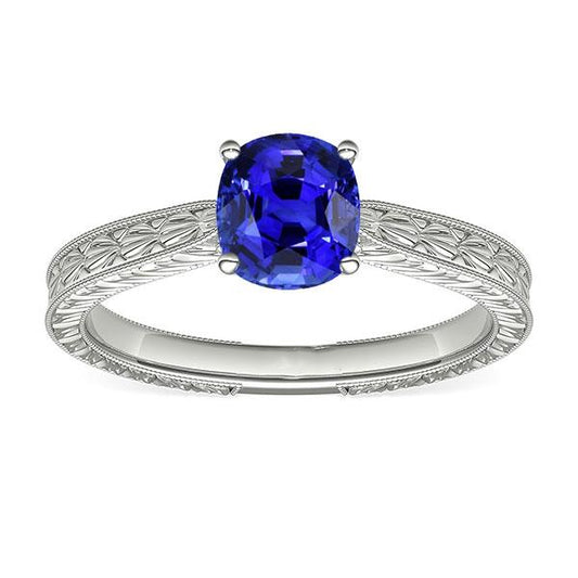 Solitaire Ringkissen Ceylon Saphir Antik-Stil 1.50 Karat - harrychadent.ch