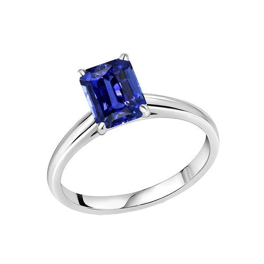 Solitaire Radiant Ceylon Saphir Ring 14K Weißgold 1,50 Karat - harrychadent.ch
