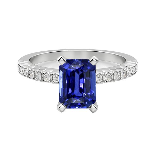 Solitaire Radiant Deep Blue Saphir Ring mit Akzenten 3 Karat - harrychadent.ch