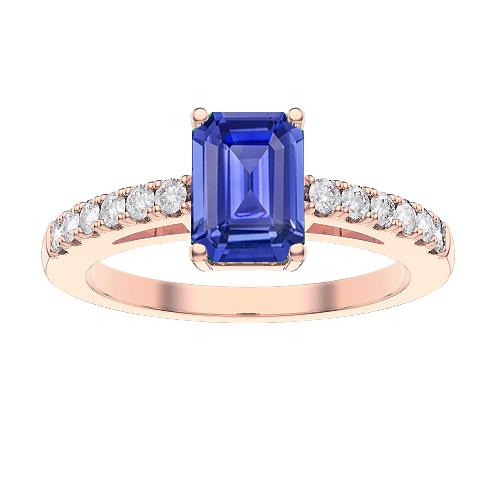 Solitaire Smaragdblauer Saphirring mit Diamantakzenten 3 Karat - harrychadent.ch