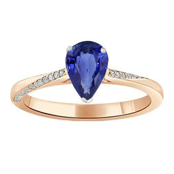 Solitaire Sri Lanka Saphir Ring 14K Gold Birnenförmig 2,50 Karat