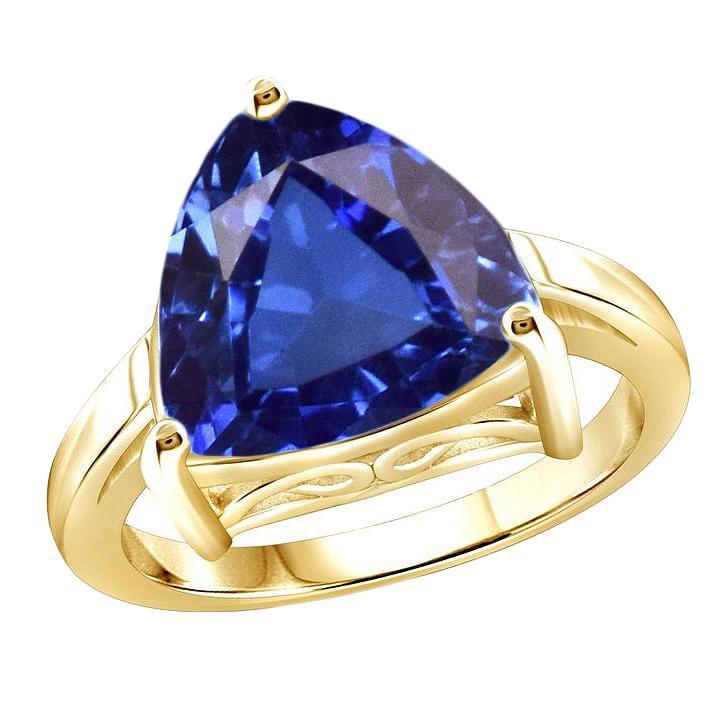 Solitaire Trillion Blue Saphir Ring Gelbgold Schmuck 3 Karat - harrychadent.ch