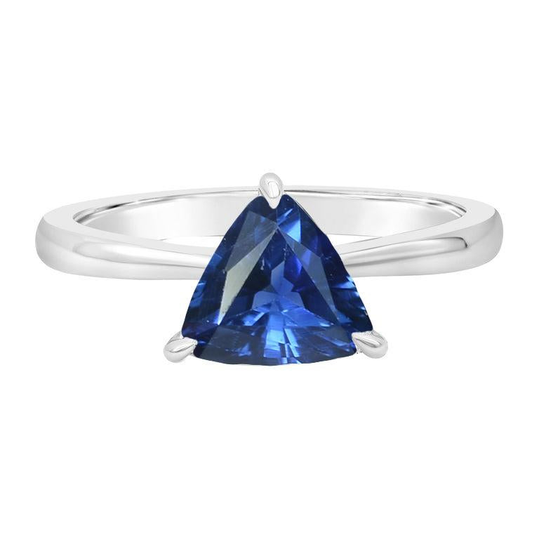 Solitaire Trillion Deep Blue Saphir 1,50 Karat Zinken-Set Schmuck - harrychadent.ch