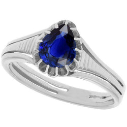 Solitaire Vintage-Stil Birnenschliff Ceylon Saphir Ring 2 Karat