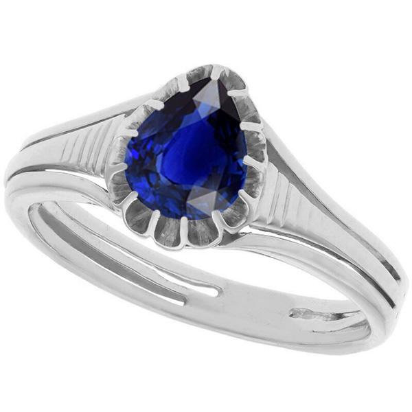 Solitaire Vintage-Stil Birnenschliff Ceylon Saphir Ring 2 Karat - harrychadent.ch