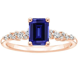 Solitär-Akzent-Ring aus Roségold mit blauem Saphir und Diamant 3,50 Karat