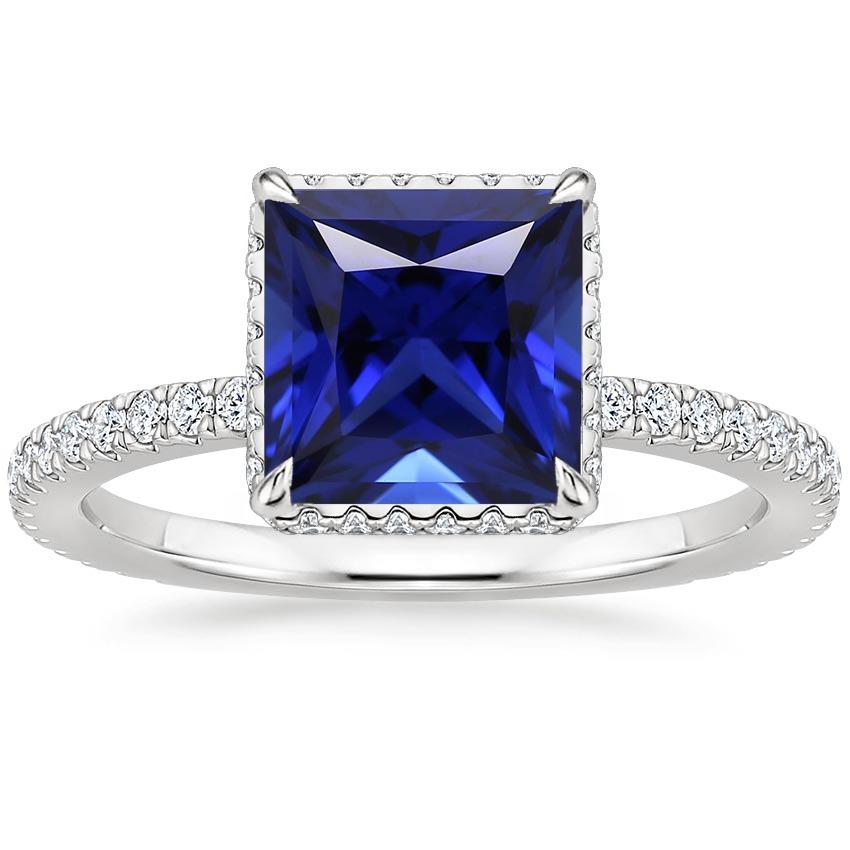 Solitär-Akzentring Blauer Saphir und Diamant 6 Karat Weißgold - harrychadent.ch