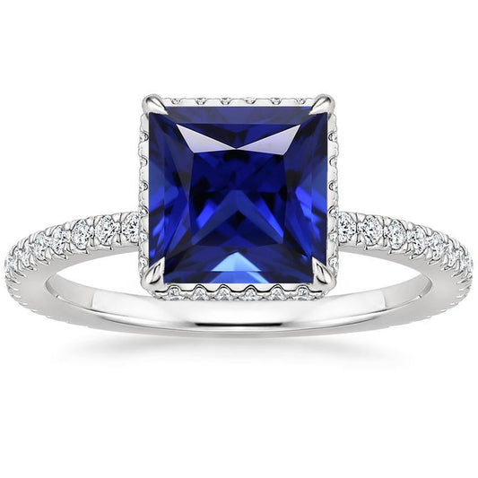 Solitär-Akzentring Blauer Saphir und Diamant 6 Karat Weißgold - harrychadent.ch
