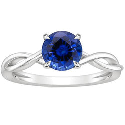 Solitär Blauer Saphir Edelstein Ring Twisted Shank Weißgold 2 Karat