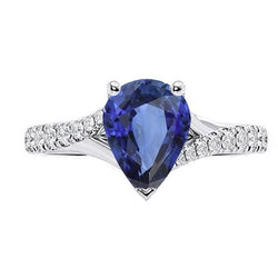 Solitär Blauer Saphir Ring Weißgold Pave Set Diamanten 4 Karat