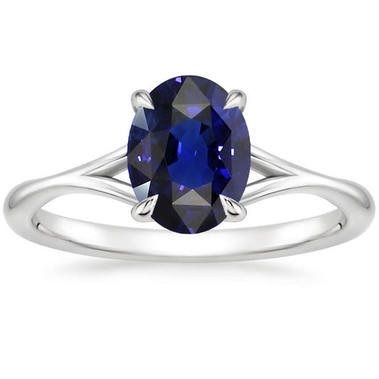 Solitär Blauer Saphir-Verlobungsring 2,5 Karat geteilter Schaft - harrychadent.ch
