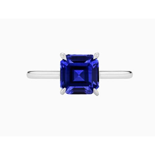 Solitär-Edelstein-Ring Asscher Blauer Saphir-Zinken-Set 1,50 Karat - harrychadent.ch