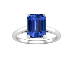 Solitär-Edelstein-Ring Smaragdförmiger Ceylon-Saphir 2,50 Karat