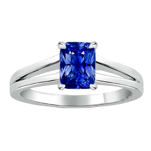 Solitär-Edelstein-Ring Strahlend blauer Saphir 1,50 Karat geteilter Schaft - harrychadent.ch