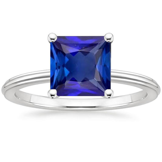 Solitär-Edelstein-Verlobungsring 5 Karat Blauer Saphir Princess Cut - harrychadent.ch