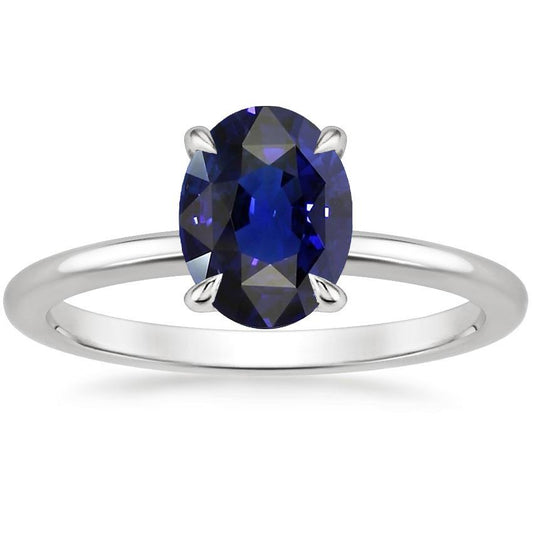 Solitär Ehering Weißgold Blauer Saphir 3 Karat - harrychadent.ch