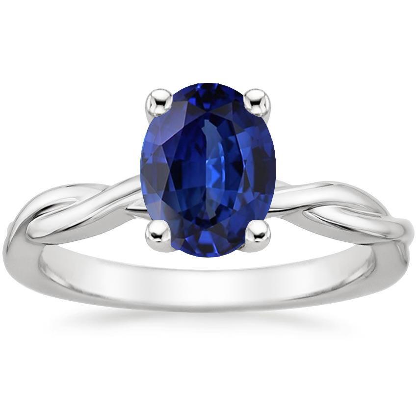 Solitär-Goldring Twist-Stil Oval Blauer Saphir 2 Karat - harrychadent.ch